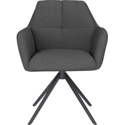 Eetkamerstoel Pete Grijs Metalen Swivel - Giga Meubel