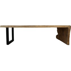 HSM Collection-Eettafel 1 U Poot-300x76-127x78-Naturel/Zwart-Munggur/Metaal