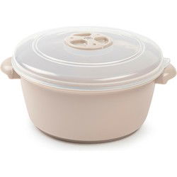Plasticforte Magnetronschaal - deksel/ventiel - 1L - beige - kunststof - Magnetronbakken