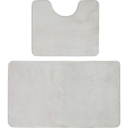 Tapijtenloods Samba Soft Fluffy Badmat Laagpolig Badkamer Set 2-Delig Zilver Grijs- 50x60 CM & 60x100 CM