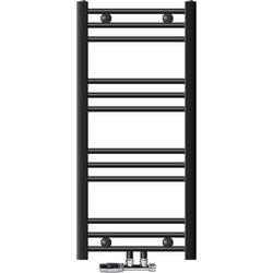 Badkamer radiator middenaansluiting 400x800 mm antraciet gebogen met muuraansluitset LuxeBath