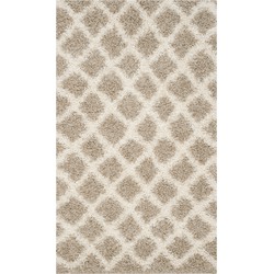 Safavieh Shaggy Indoor Woven Area Rug, Dallas Shag Collection, SGD258, in Beige & Ivory, 122 X 183 cm