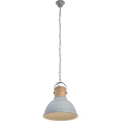 Mexlite hanglamp Emile - grijs - metaal - 38 cm - E27 fitting - 7781GR