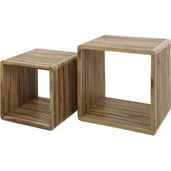 Salontafel Naturel Teakhout - Set Van 2 - 50x40x50cm