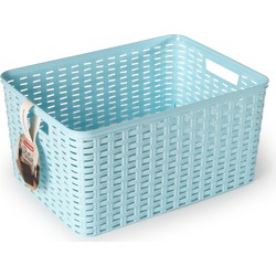 Plasticforte Opbergmand - Kastmand - rotan kunststof - ijsblauw - 18 Liter - 29 x 39 x 20 cm - Opbergmanden