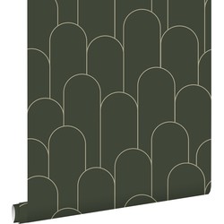 ESTAhome behang art deco motief donkergroen - 50 x 900 cm - 139656