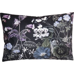 Clayre & Eef Sierkussen  60x40 cm Zwart Synthetisch Rechthoek Bloemen Kussenhoes met Kussenvulling