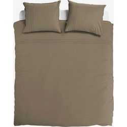 Luxe dekbedovertrek - Egyptisch percal katoen - 140x200/220 - truffel bruin groen