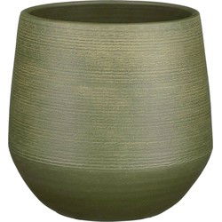 Mica Decorations Plantenpot - groen relief - terracotta - D24xH23 cm - Plantenpotten