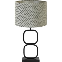 Tafellamp Lutika/Maze - Zwart/Crème - Ø30x67cm