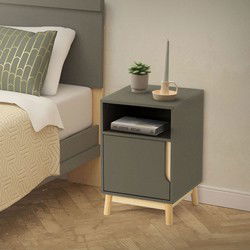Modern nachtkastje mat groen 62x40 cm met 2 vakken gemaakt van MDF & grenenhout Bijzettafel ML design