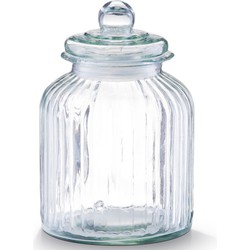 Zeller keuken voorraadpot/snoeppot - bewerkt glas - met deksel - 3800 ml - 17 x 26 cm - Voorraadpot