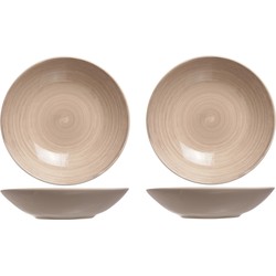 8x stuks ronde diepe borden/soepborden Turbolino beige/bruin 21 cm - Diepe borden