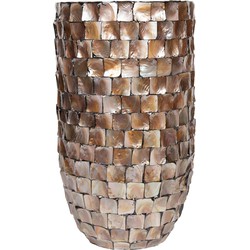 PTMD Daven Bronze polyester schelpen pot rond hoog M