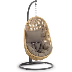 Kave Home - Hangstoel Cira met donkergrijs onderstel en natuurlijke afwerking