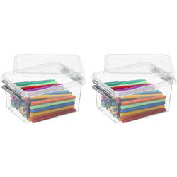 Sunware opbergbox - 10x stuks - transparant - 2L - 20 x 15 x 10 cm - Opbergbox