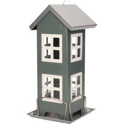 1x Vogel voederhuisjes voor in de tuin grijs 27 cm - Vogel voedersilo