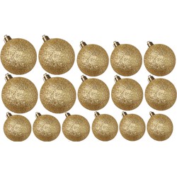Kerstversiering set glitter kerstballen goud 6 - 8 - 10 cm - pakket van 34x stuks - Kerstbal