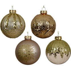 Kerstbal glas d8 cm parel/goud a4