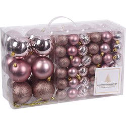 Kunststof Kerstballen set 94 ballen - binnen/buiten gebruik - Roze