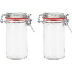 5x Glazen confituren pot/weckpotten 250 ml/0,25 liter met beugelsluiting en rubberen ring - Weckpotten