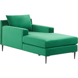 Beliani GUERET - Chaise longue-Groen-Fluweel