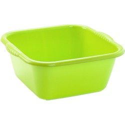 Set van 2x stuks kunststof teiltjes/afwasbakken vierkant 15 liter groen - Afwasbak