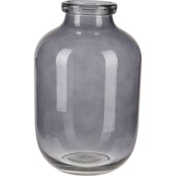 Grijze glazen vaas/vazen 16 x 28 cm - Vazen
