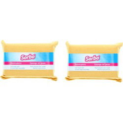 Sorbo ramen/huishoud zeemspons - 2x - 11 x 7 x 3 cm - Schoonmaak zemen - Zeem