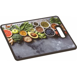 Snij- en Serveerplank - Afm. 38 x 30x 1.2 Cm - Kunststof - Motief: Healthy Kitchen