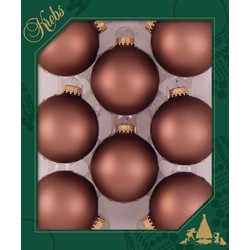 8x stuks glazen kerstballen 7 cm kokosnoot bruin - Kerstbal