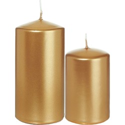 Stompkaarsen set van 4x stuks goud 8 en 12 cm - Stompkaarsen