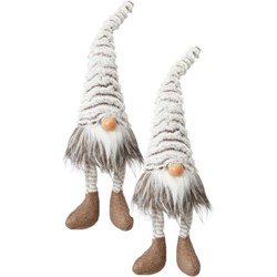 2x stuks pluche gnome/dwerg decoratie poppen/knuffels grijs 37 cm - Kerstman pop