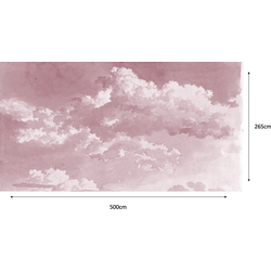 Wolkenbehang Waterverf Schilderij Roze - 500x265cm