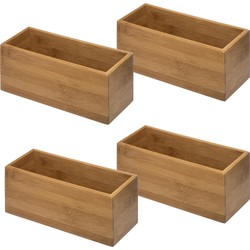 6x stuks opberg/sorteer/kast/lade verdelers vakjes bamboe hout 23 x 9 x 9.5 cm - Make-up dozen