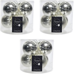 Kerstboomversiering zilveren kerstballen van glas 8 cm 18x stuks - Kerstbal