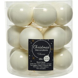 18x stuks kleine glazen kerstballen wol wit 4 cm mat/glans - Kerstbal