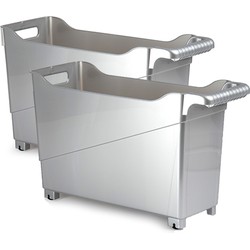 Set van 3x stuks kunststof trolleys zilver op wieltjes L45 x B17 x H29 cm - Opberg trolley