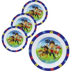 4x stuks kunststof ontbijtbordje plat Paw Patrol 22 cm - Kinderservies