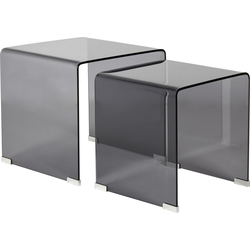 Beliani KENDALL - Bijzettafel-Zwart-Veiligheidsglas
