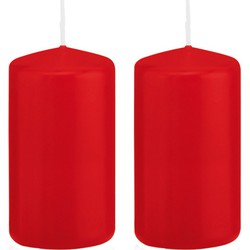 2x Kaarsen rood 6 x 12 cm 40 branduren sfeerkaarsen - Stompkaarsen