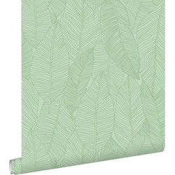 ESTAhome behang getekende bladeren groen - 50 x 900 cm - 139425