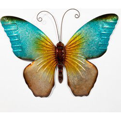 Anna's Collection Tuindecoratie vlinder - blauw - 32 x 24 cm - Tuinbeelden