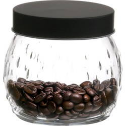 Urban Living Voorraadpot/bewaarpot Mora - 1L - glas - zwart - D13 x H13 cm - Voorraadpot