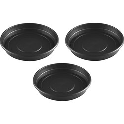 Set van 3x stuks bloempot/plantenpot onderschaal antraciet kunststof diameter 30 cm - Plantenpotten