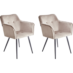 Beliani JASMIN - Eetkamerstoel-Beige-Fluweel