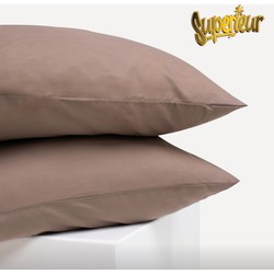 Superieur kussenslopen Katoen - 60x70 (set van 2) - Taupe - Antibacteriëel kussensloop - Kussen Beschermer - kussensloop katoen - kussensloop - Kussenbeschermer - Kussenslopen