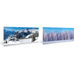 Achtergronddoek dubbelzijdig wintersport en bos 98x33 cm