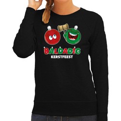 Bellatio Decorations foute Kersttrui/sweater voor dames - baldadig kerstfeest - zwart - ontdeugend S - kerst truien