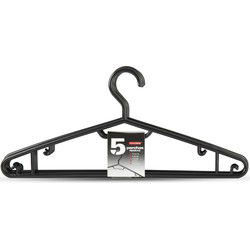 Plasticforte Kledinghangers - 5x - zwart - kunststof - 40 cm - Kledinghangers